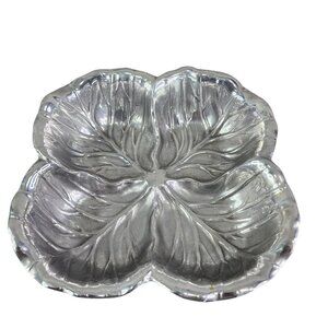 Vintage Anchor Hocking Leaf-Shaped Silver Dish